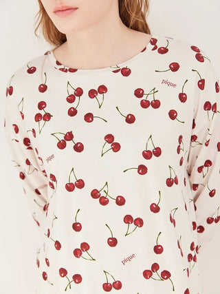 Cherry Print Long-sleeved T-shirt