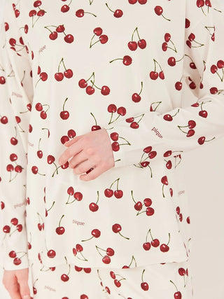 Cherry Print Long-sleeved T-shirt