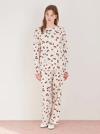 Cherry Print Long-sleeved T-shirt