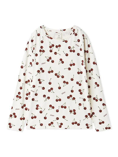 Cherry Print Long-sleeved T-shirt gelato pique