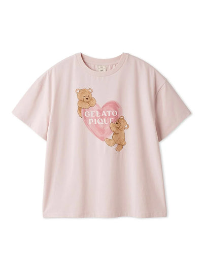 Cool-to-touch Bear Heart Printed T-shirt gelato pique