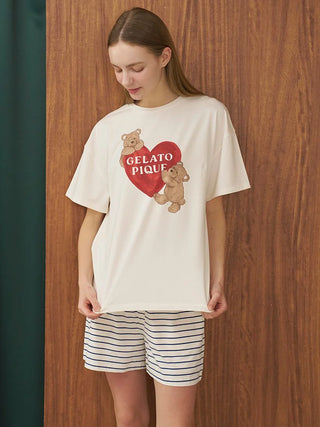 Cool-to-touch Bear Heart Printed T-shirt