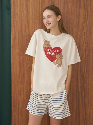 Cool-to-touch Bear Heart Printed T-shirt
