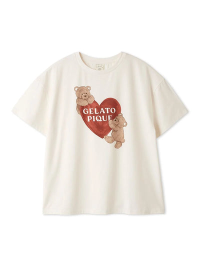 Cool-to-touch Bear Heart Printed T-shirt gelato pique