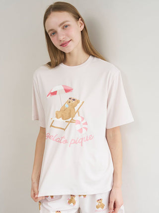 Cool-to-touch Summer Bear One-point Printed T-shirt