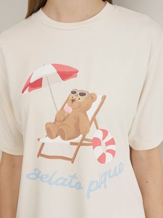 Cool-to-touch Summer Bear One-point Printed T-shirt