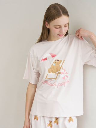 Cool-to-touch Summer Bear One-point Printed T-shirt