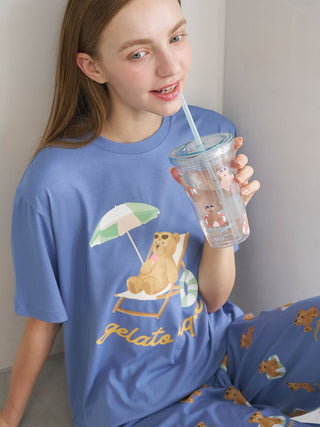 Cool-to-touch Summer Bear One-point Printed T-shirt