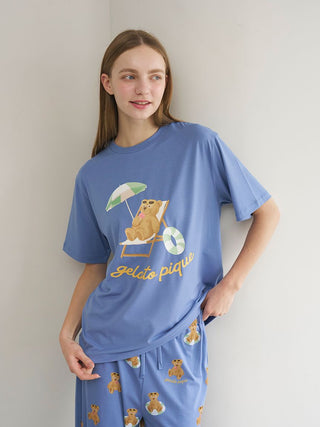 Cool-to-touch Summer Bear One-point Printed T-shirt