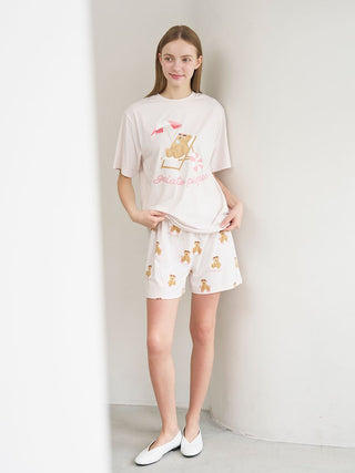 Cool-to-touch Summer Bear One-point Printed T-shirt