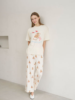 Cool-to-touch Summer Bear One-point Printed T-shirt