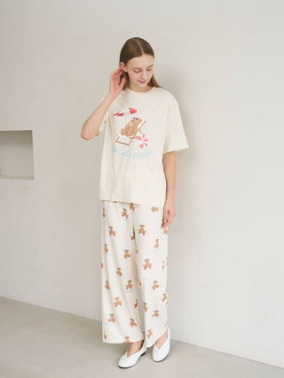 Cool-to-touch Summer Bear One-point Printed T-shirt