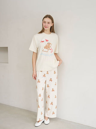 Cool-to-touch Summer Bear One-point Printed T-shirt