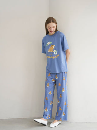 Cool-to-touch Summer Bear One-point Printed T-shirt
