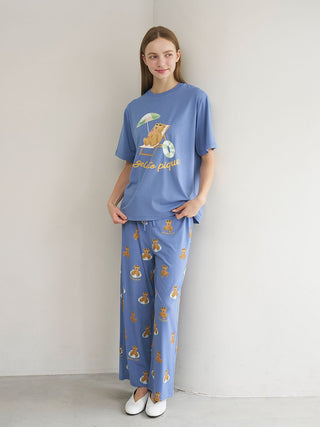 Cool-to-touch Summer Bear One-point Printed T-shirt