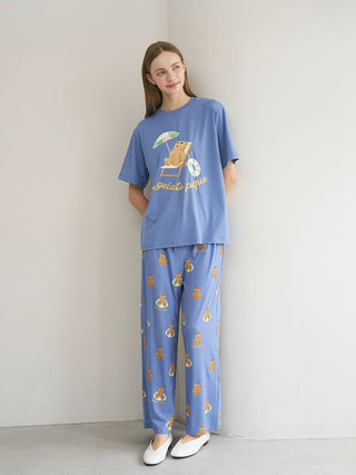 Cool-to-touch Summer Bear One-point Printed T-shirt