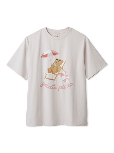 Cool-to-touch Summer Bear One-point Printed T-shirt gelato pique