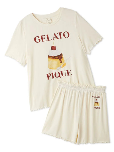 Cool Rayon Pudding T-shirt & Shorts Set gelato pique