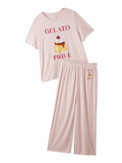 Cool Rayon Pudding T-shirt & Pants Set gelato pique