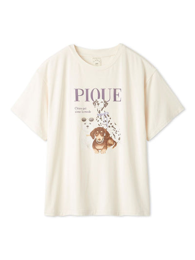 Cool-to-touch Fashionable Cats & Dogs Printed T-shirt gelato pique