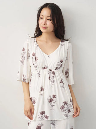 Cool Rayon Cosmos Printed Pullover With Built-in Bra
