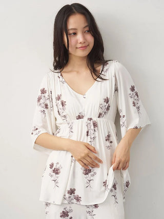 Cool Rayon Cosmos Printed Pullover With Built-in Bra