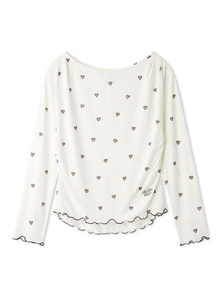 Gelato Pique Heart Rayon Pullover in off-white,front view