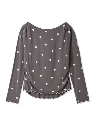 Gelato Pique Heart Rayon Pullover in dark gray, front view