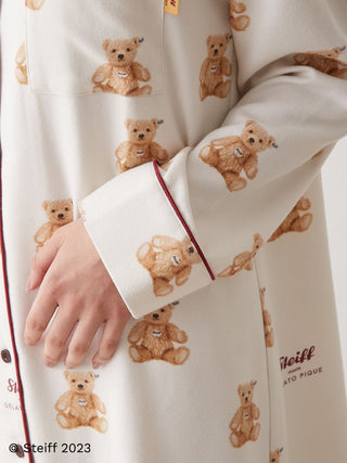 [Steiff] Motif Flannel Maxi Shirt Dress