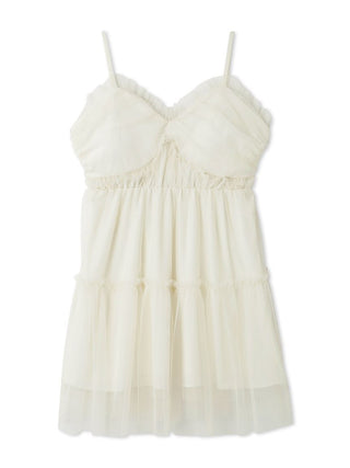 Camisole Tulle Mini Dress in OFF WHITE, Women's Loungewear Dresses at Gelato Pique USA.