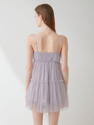 Camisole Tulle Mini Dress in GRAY, Women's Loungewear Dresses at Gelato Pique USA.