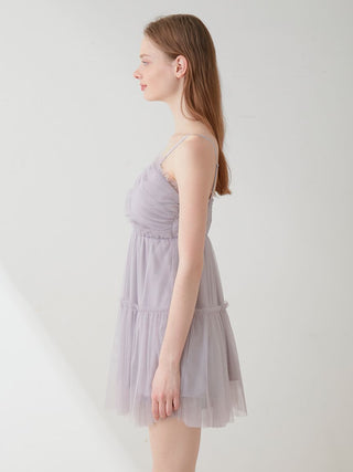 Camisole Tulle Mini Dress in GRAY, Women's Loungewear Dresses at Gelato Pique USA.