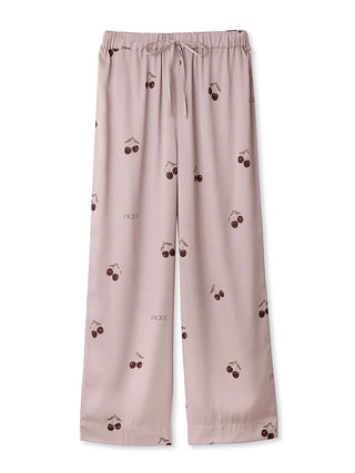 Urban Cherry Satin Pants in Pink, Women's Loungewear Pants Pajamas & Sleep Pants at Gelato Pique USA