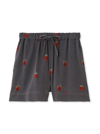  Strawberry Motif Lounge Shorts in navy, Women's Loungewear Shorts at Gelato Pique USA