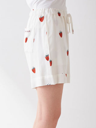  Strawberry Motif Lounge Shorts in off- white, Women's Loungewear Shorts at Gelato Pique USA