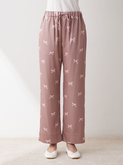 Ribbon-patterned Satin Pajamas Pants gelato pique