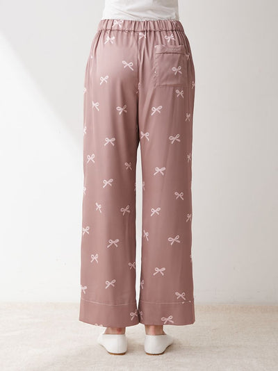 Ribbon-patterned Satin Pajamas Pants gelato pique