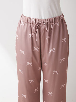 Ribbon-patterned Satin Pajamas Pants