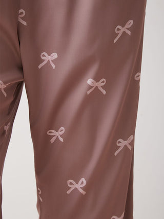 Ribbon-patterned Satin Pajamas Pants