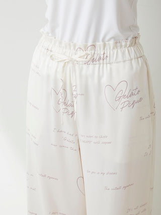 [Sweet] Satin Pajamas For Women in Off White, Women's Loungewear Pants Pajamas & Sleep Pants at Gelato Pique USA.