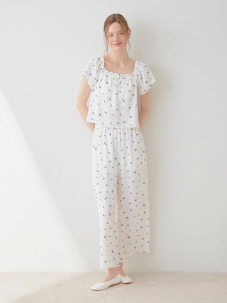 Small Floral Print Pajama Pants in BLUE, Women's Loungewear Pants Pajamas & Sleep Pants at Gelato Pique USA.