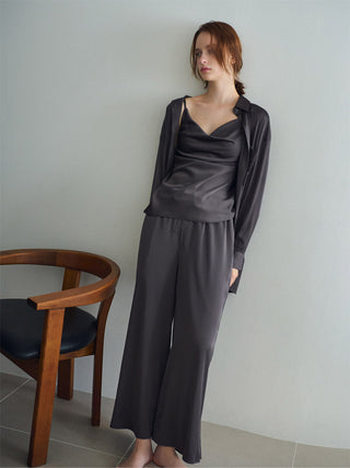 Satin Lounge Pants in CHARCOL GRAY, Women's Loungewear Pants Pajamas & Sleep Pants at Gelato Pique USA.