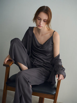 Satin Lounge Pants in CHARCOL GRAY, Women's Loungewear Pants Pajamas & Sleep Pants at Gelato Pique USA.