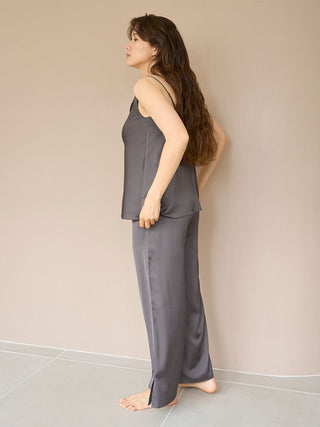 Satin Lounge Pants in CHARCOL GRAY, Women's Loungewear Pants Pajamas & Sleep Pants at Gelato Pique USA.