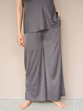 Satin Lounge Pants in CHARCOL GRAY, Women's Loungewear Pants Pajamas & Sleep Pants at Gelato Pique USA.