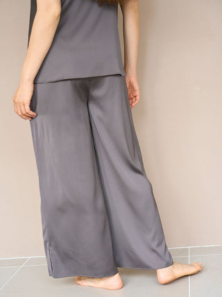 Satin Lounge Pants in CHARCOL GRAY, Women's Loungewear Pants Pajamas & Sleep Pants at Gelato Pique USA.