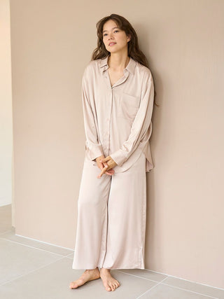 Satin Lounge Pants in BEIGE, Women's Loungewear Pants Pajamas & Sleep Pants at Gelato Pique USA.