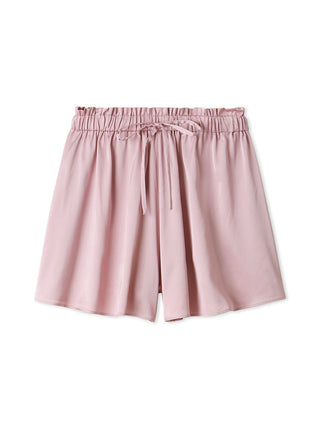 Satin Strawberry Embroidered Lounge Shorts in PINK, Women's Loungewear Shorts at Gelato Pique USA.