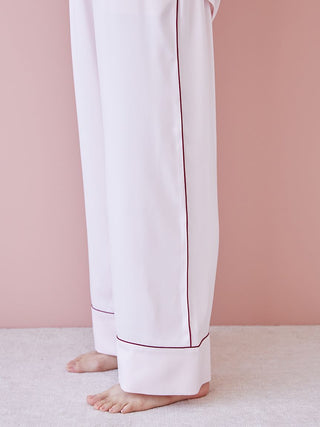 HOLIDAY Piping Satin Pajama Pants in Pink, Women's Loungewear Pajama Pants & Sleep Pants at Gelato Pique USA