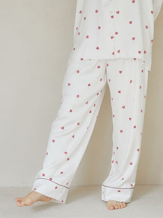 [Valentine] Heart Pattern Satin Long Pants